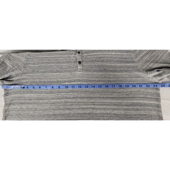 JOHN VARVATOS MEN'S GRAY STRIPED 1/4 BUTTON UP LONG SLEEVE SHIRT SIZE LARGE - Picture 11 of 11